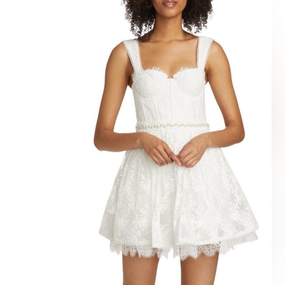 Alice + Olivia Ivory Lace Dress - threedaughtersproperties.com